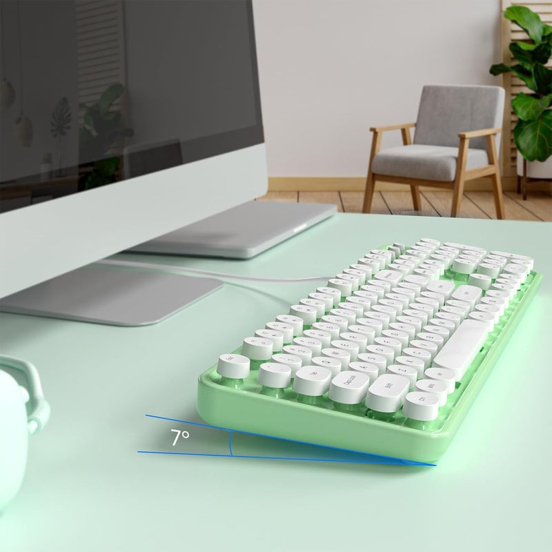 Atelus Computer Keyboard Wired, Plug Play USB Keyboard with Large Number Pad, Caps Indicators, Foldable Stands, Full Size Keyboard for Windows PC Laptop (Green-White) - Image 5